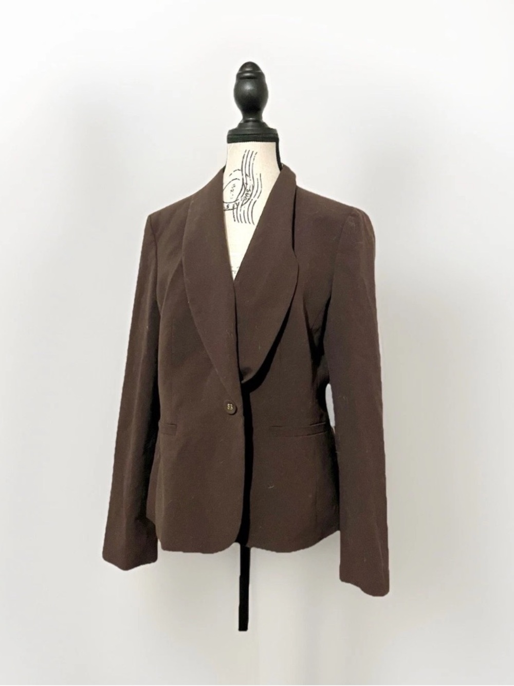 Nine West Women Blazer Jacket Size 12 Brown Single Button Career Corporate Work